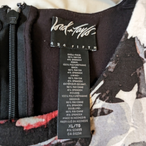 Lord & Taylor szXL foam scuba floral black fit & flare midi retro dress VGUC - Picture 4 of 8